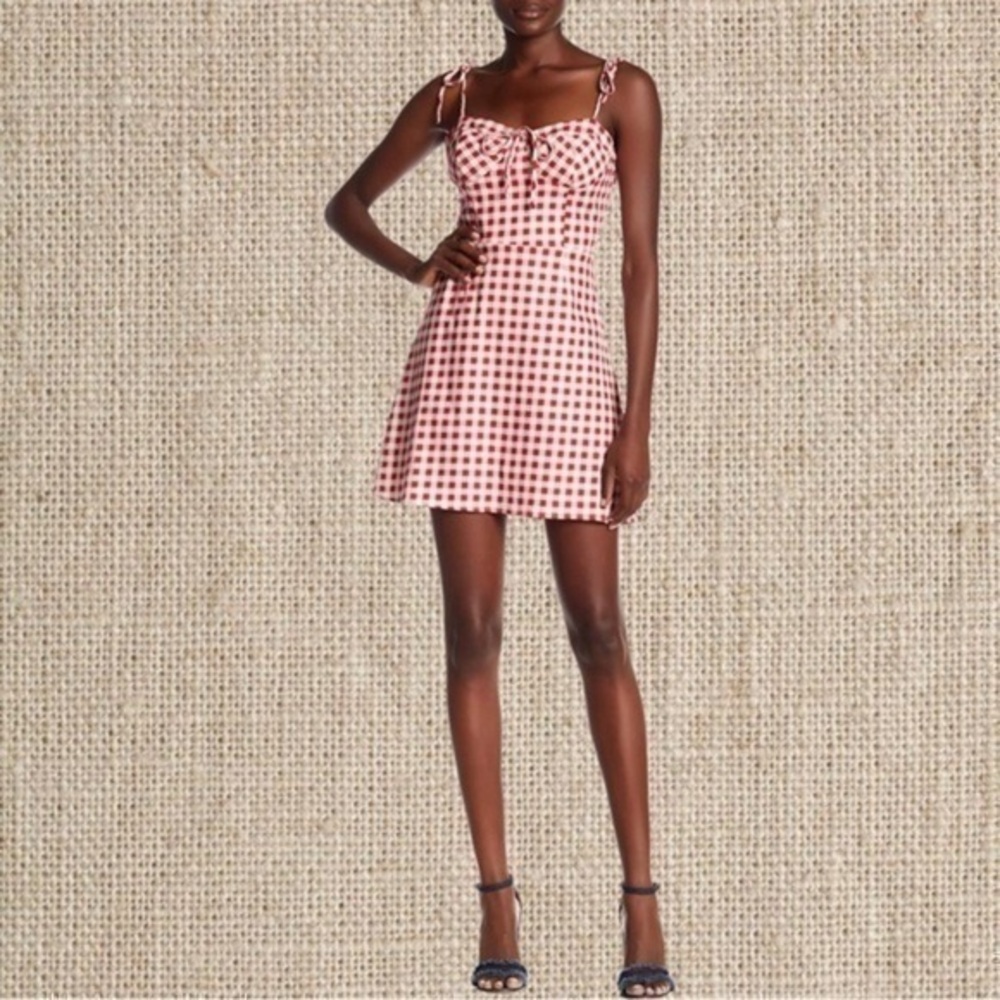 Red checkered mini dress with tie straps​